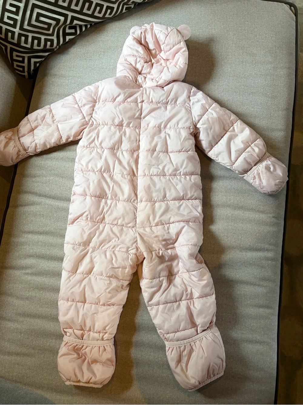 GAP Light Pink Quilted Hooded One-Piece Snowsuit for Kids